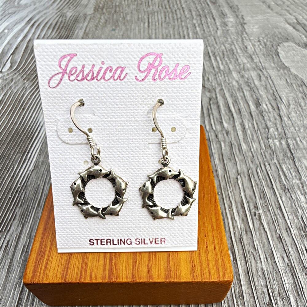 Jessica Rose 925 Sterling Silver Round Dangle Drop Earrings Hook Closure (154)